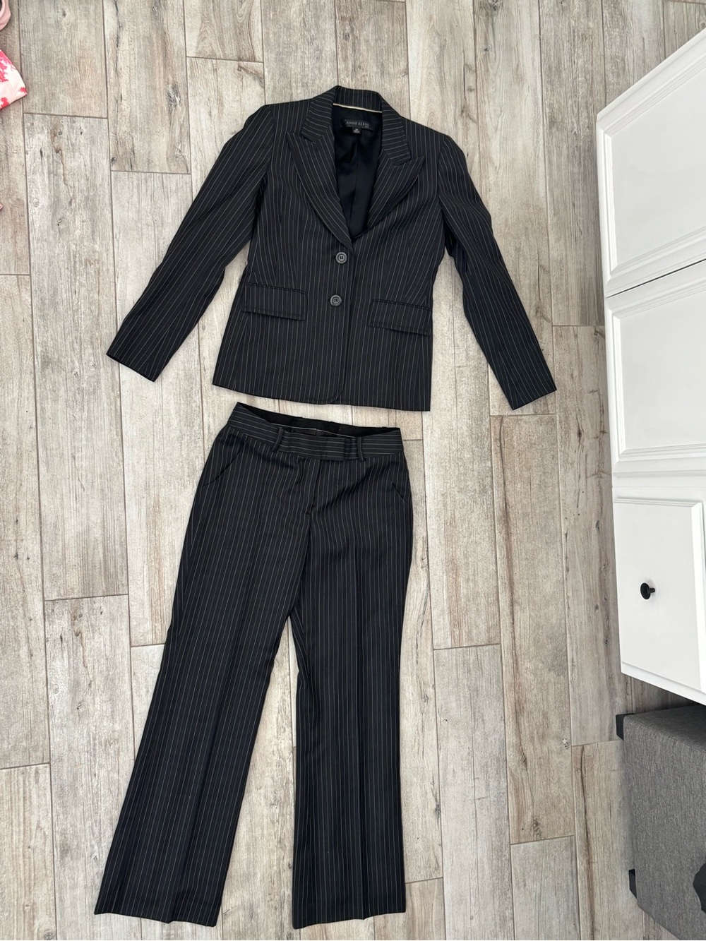 Anne Klein Black Pinstripe Women’s Pantsuit